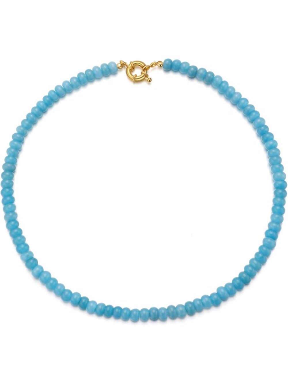 Women's Saphire Blue Beaded Gold Choker Necklace Boho Summer Beach Jewelry